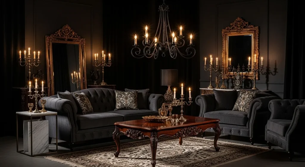 Luxurious modern gothic living room furniture set