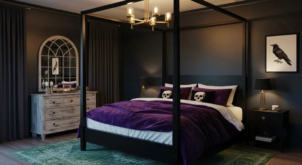 dramatic modern gothic bedroom
